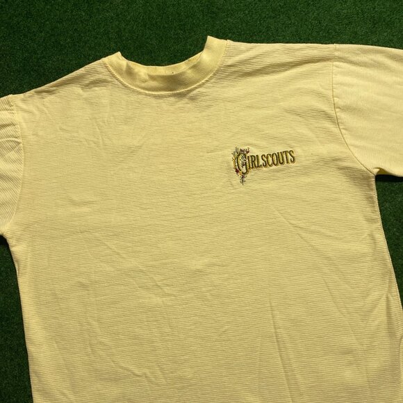 Vintage Women’s Girl Scouts of the U.S.A. Stripe T-Shirt Yellow Small - Picture 2 of 6